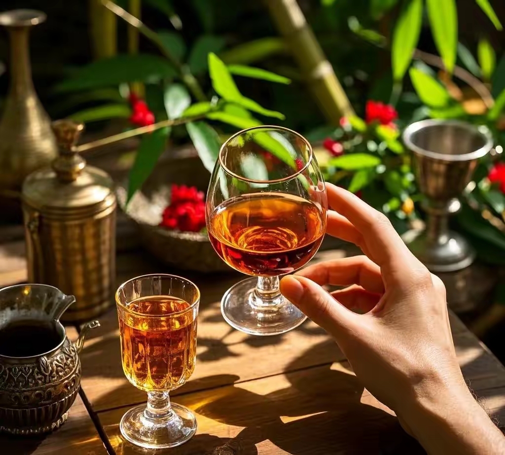 青枣酒成品展示与饮用场景