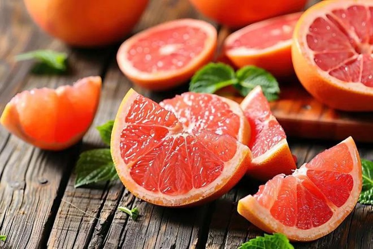 葡萄柚切开特写