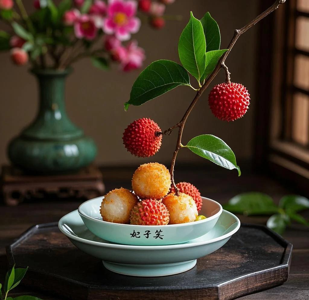 解冻中的荔枝果肉特写