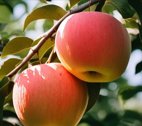 红玉苹果树开花结果特写