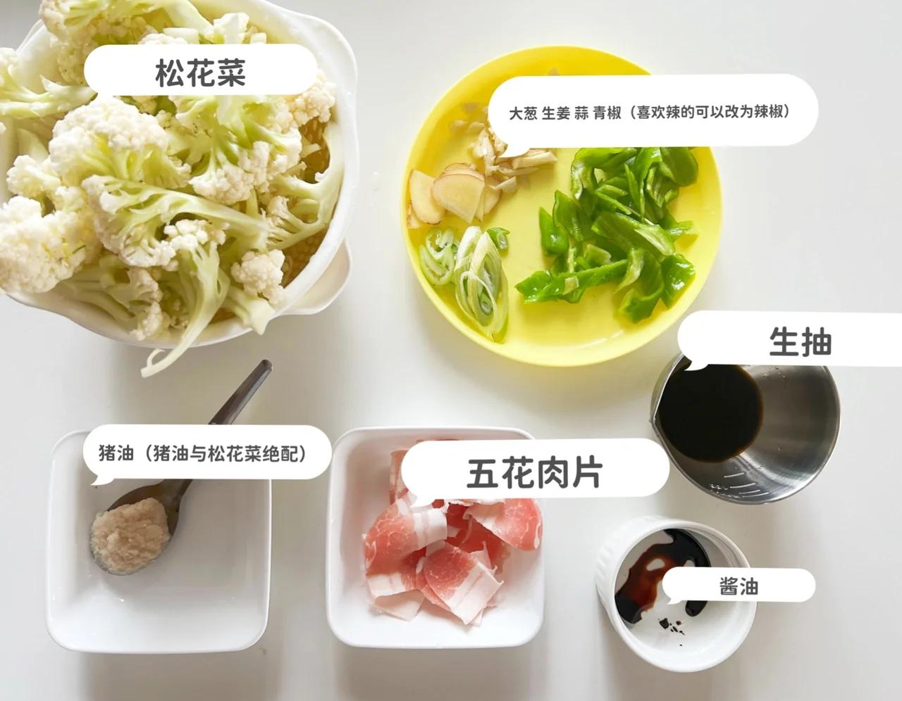 松花菜与五花肉的食材搭配
