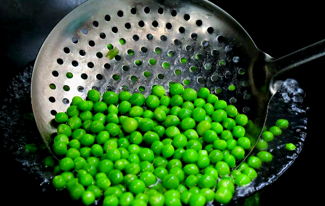 炸青豌豆过程