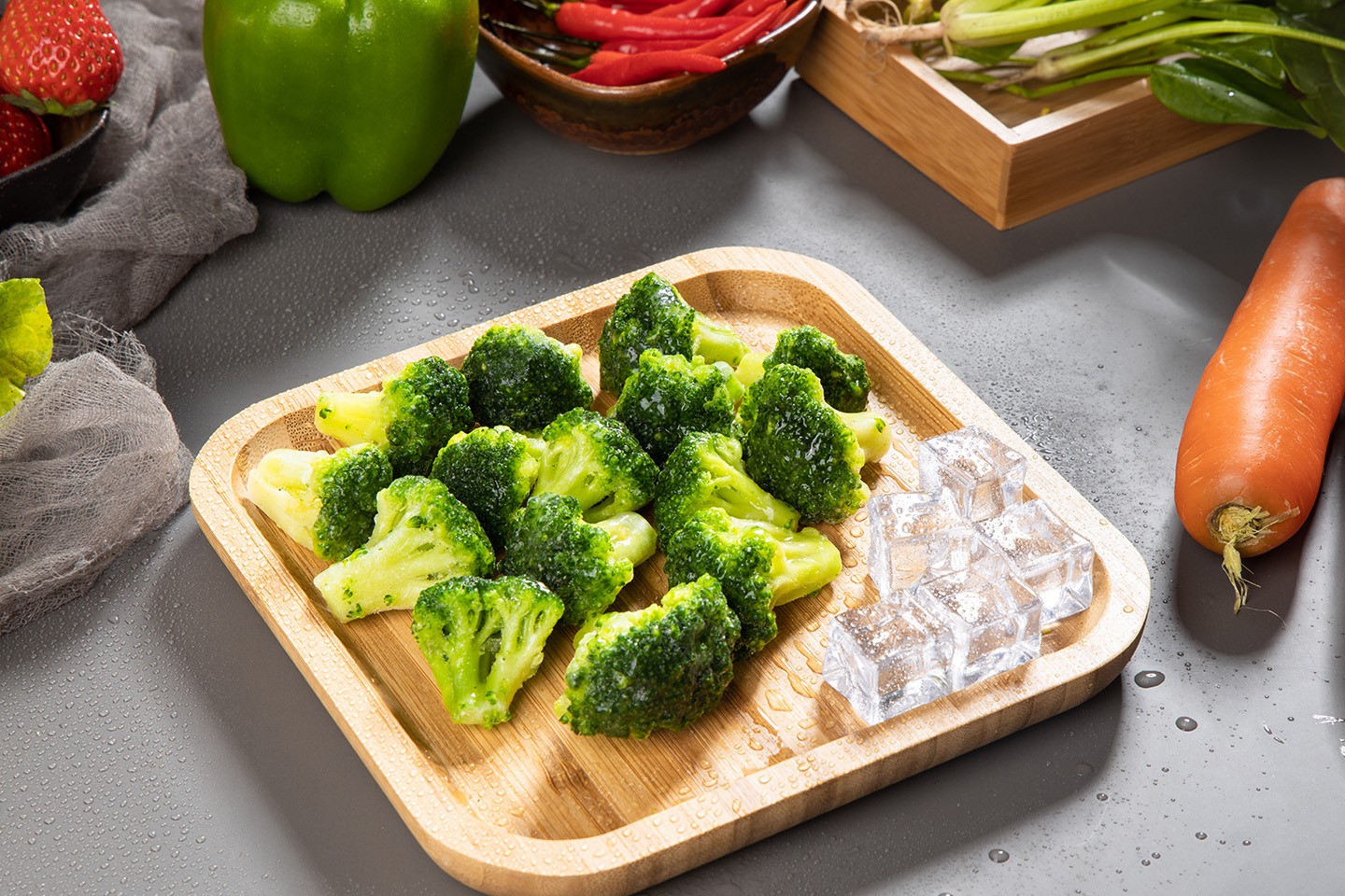 西兰花和胡萝卜的冷藏储存示意图