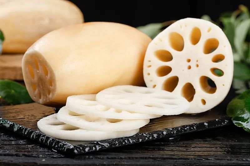 白莲藕横切面特写