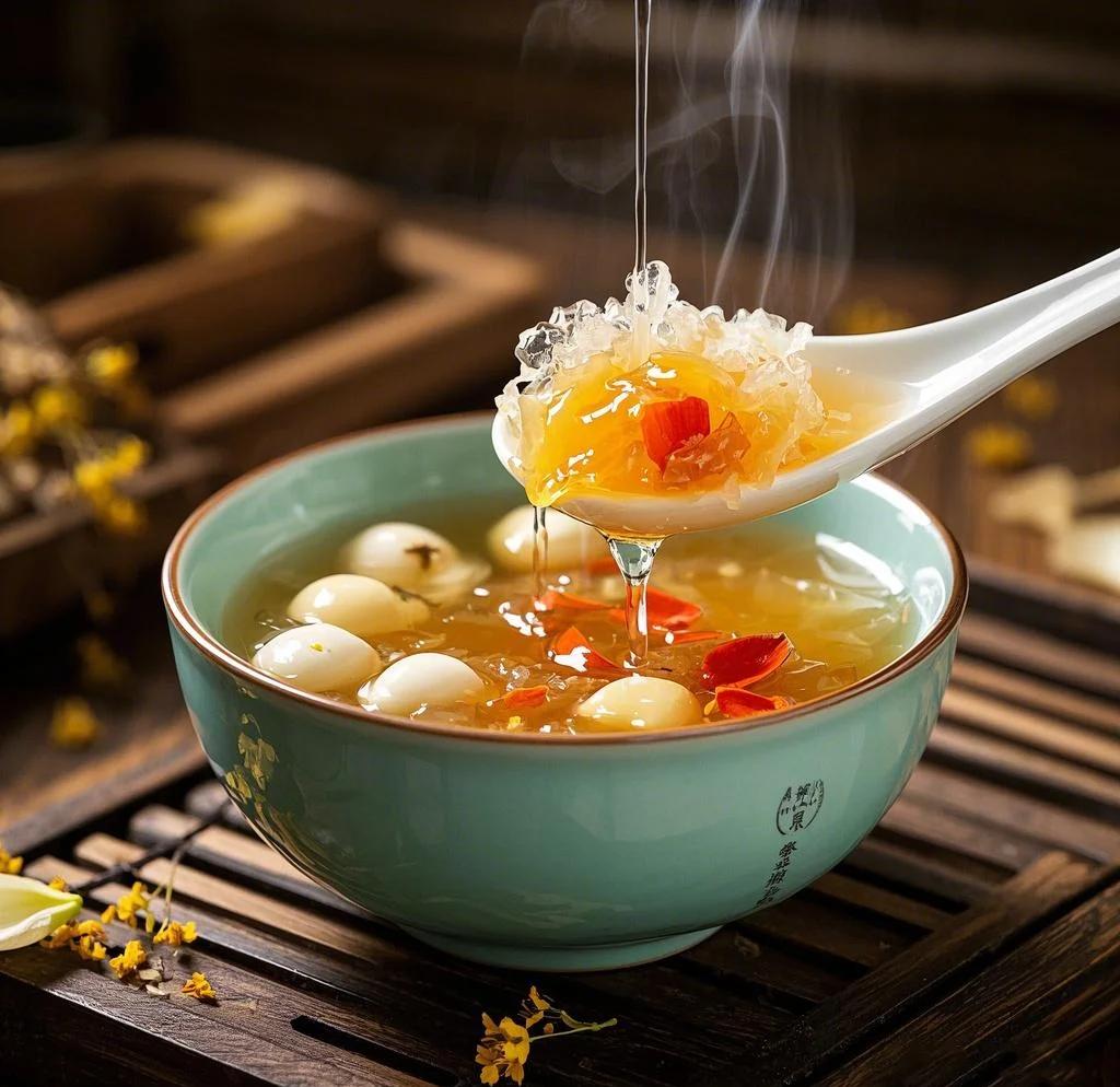 炖煮好的椴木银耳羹