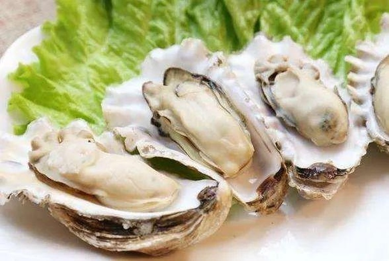 生菜与生蚝营养搭配示意图,展示维生素C促进铁吸收的机制 生菜与生蚝营养搭配示意图