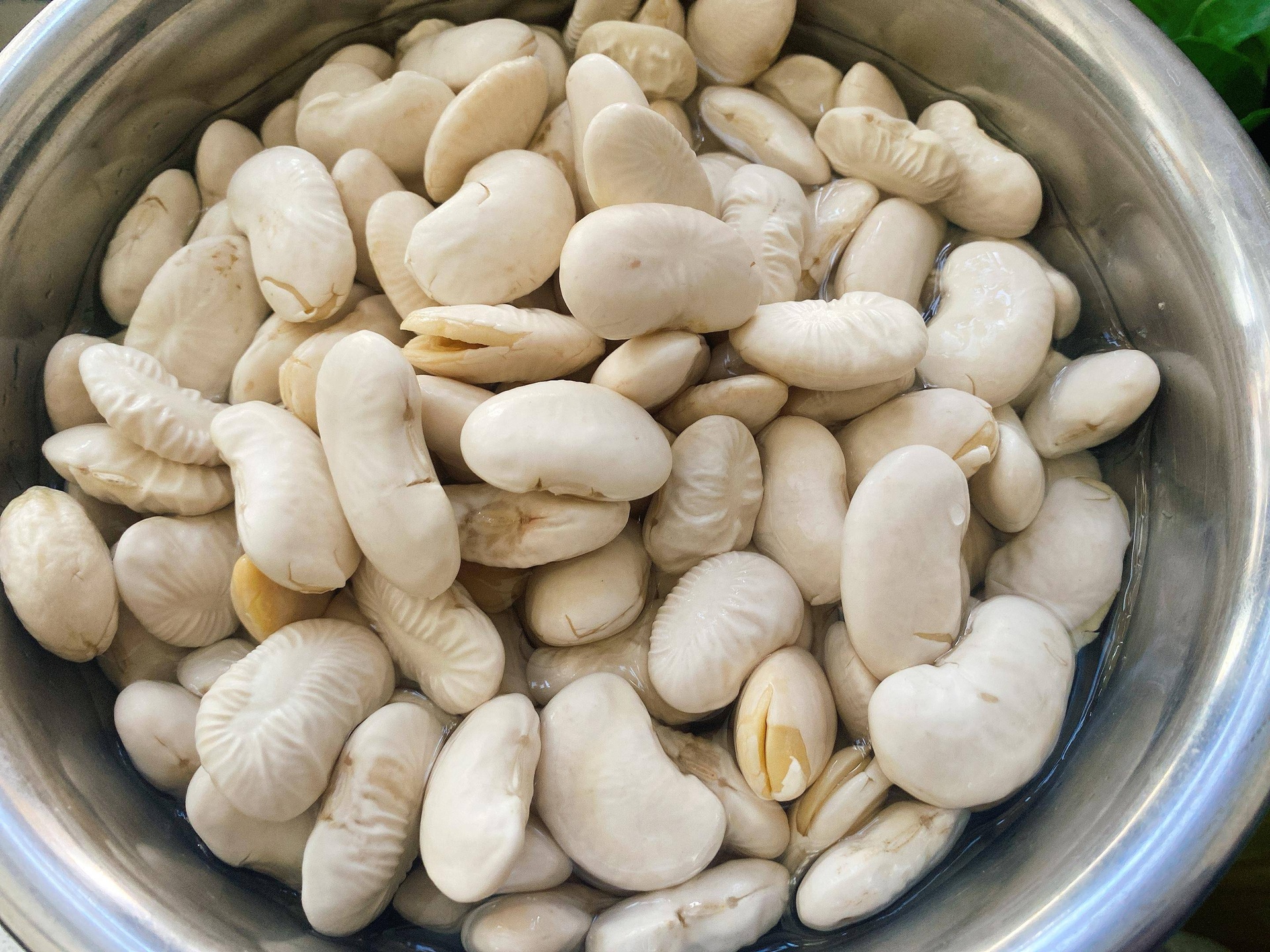 白不老干豆与泡发后的对比图