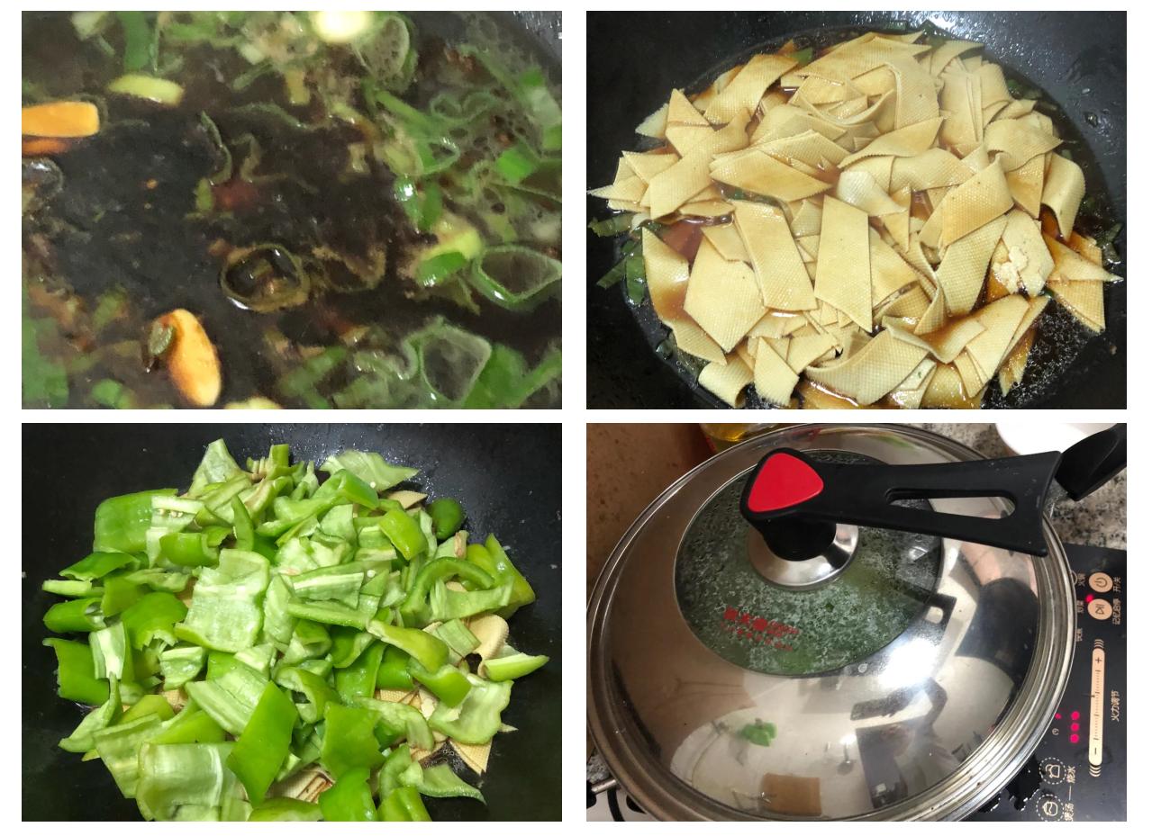 展示青豆腐在厨房中被切块、炒制、凉拌等不同烹饪场景 青豆腐烹饪场景图