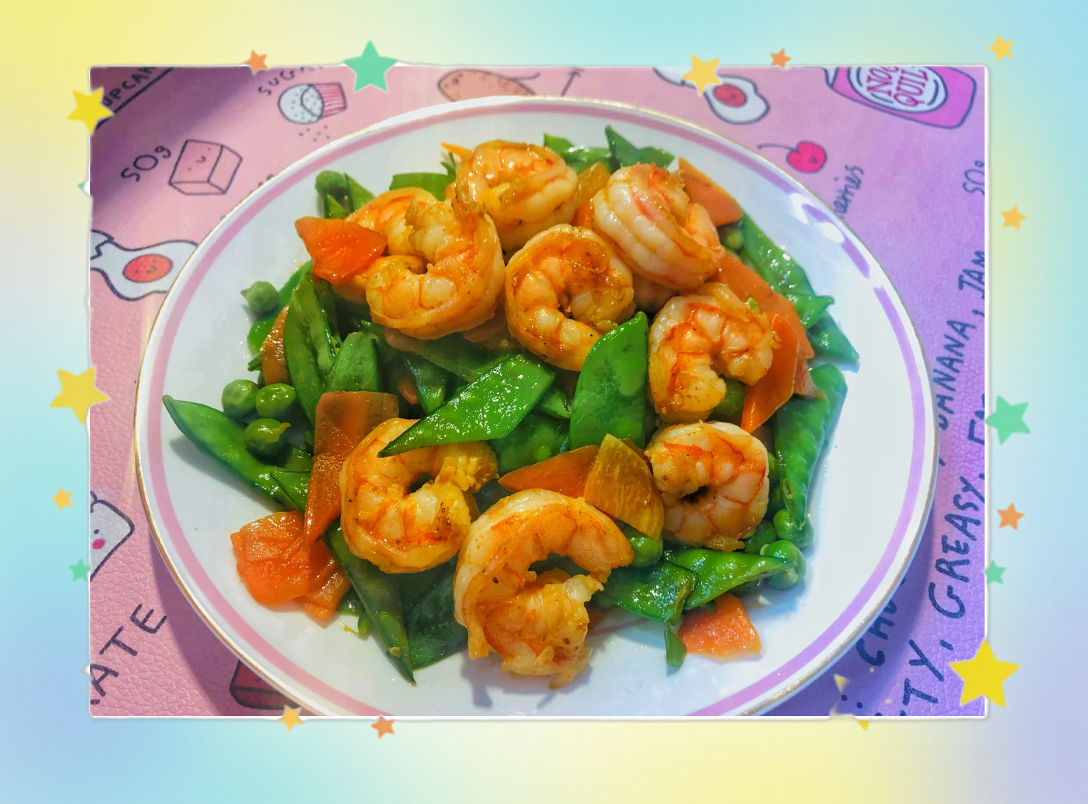 青豌豆炒虾仁成品图