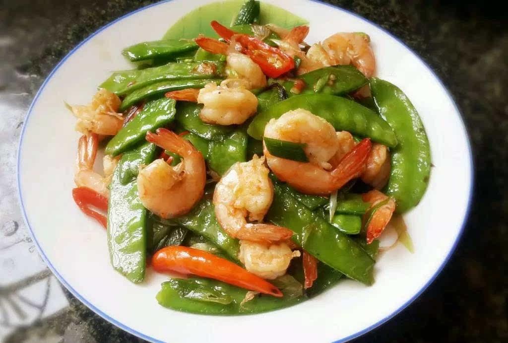 荷兰豆炒虾仁菜肴