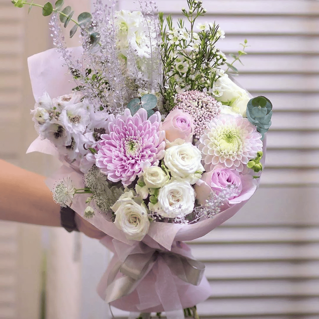 粉红宣言切花在花束中的应用展示