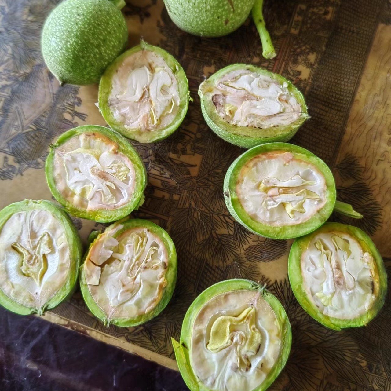 青皮核桃剖面结构示意图