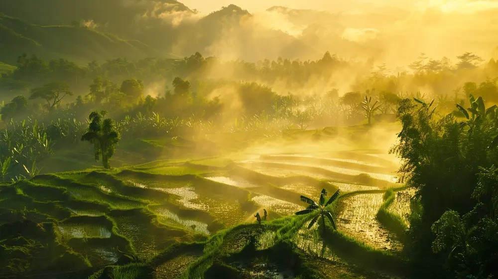 热带山谷生态全景图