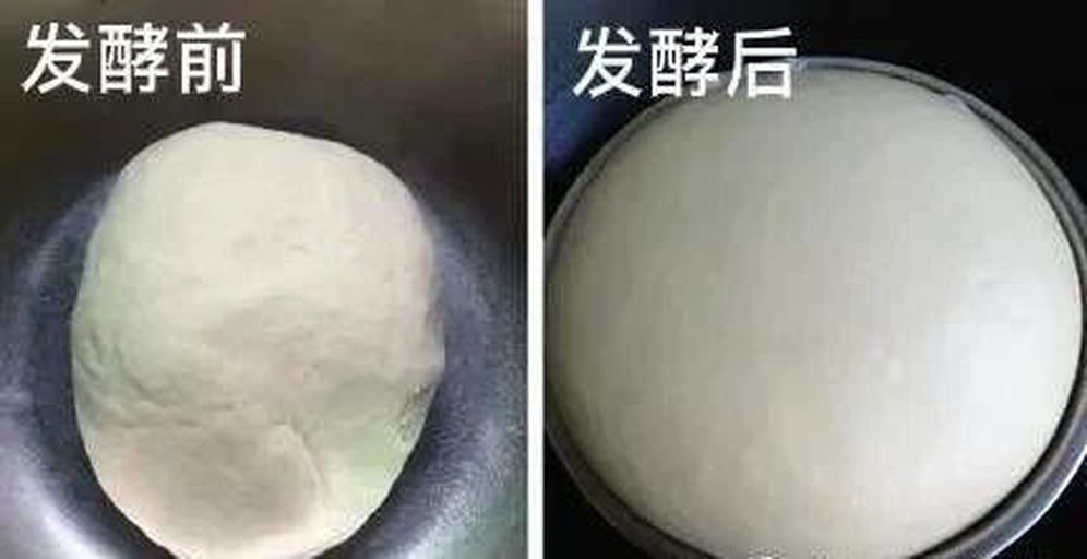 寿桃包面团一次发酵完成状态特写
