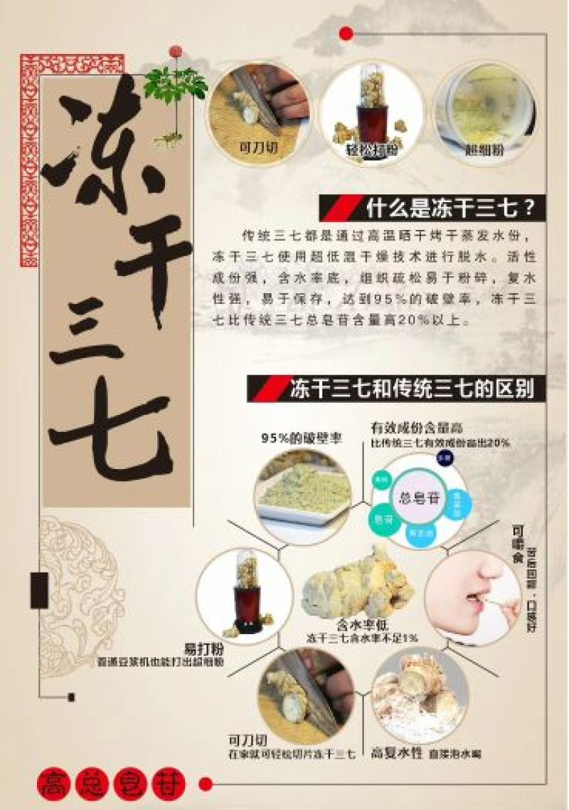 三七冻干三七特级一级