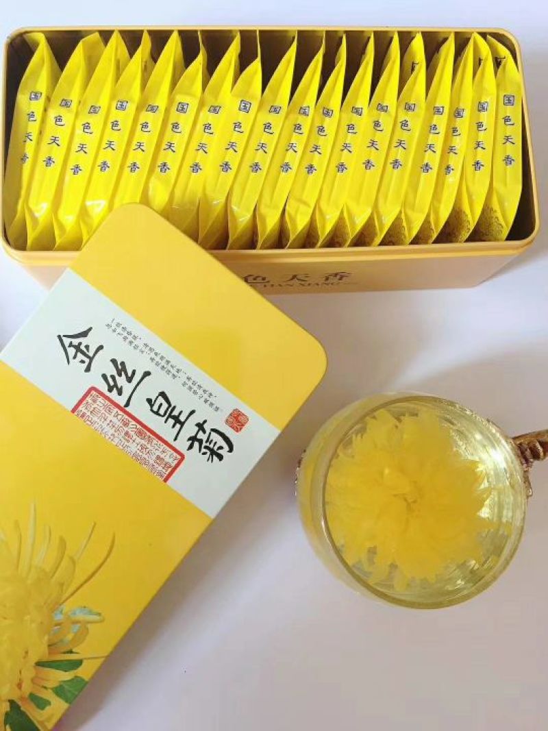 金丝皇菊铁盒装20朵，泡开8公分