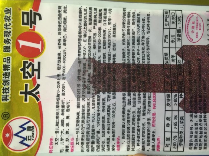娃娃菜种子97%以上