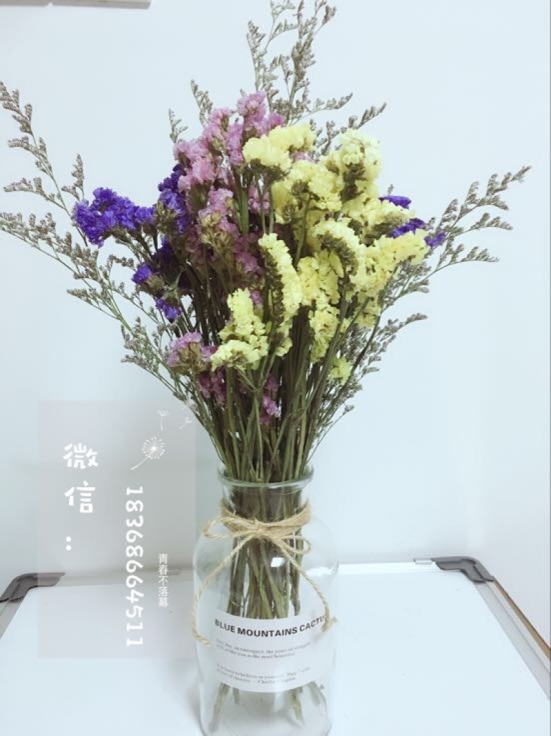 勿忘我干花混搭，勿忘我，水晶花，玫瑰，情人草等