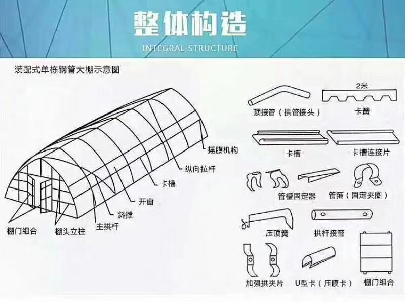 蔬菜大棚镀锌钢管跨度2-12米跨度，抗风抗雪