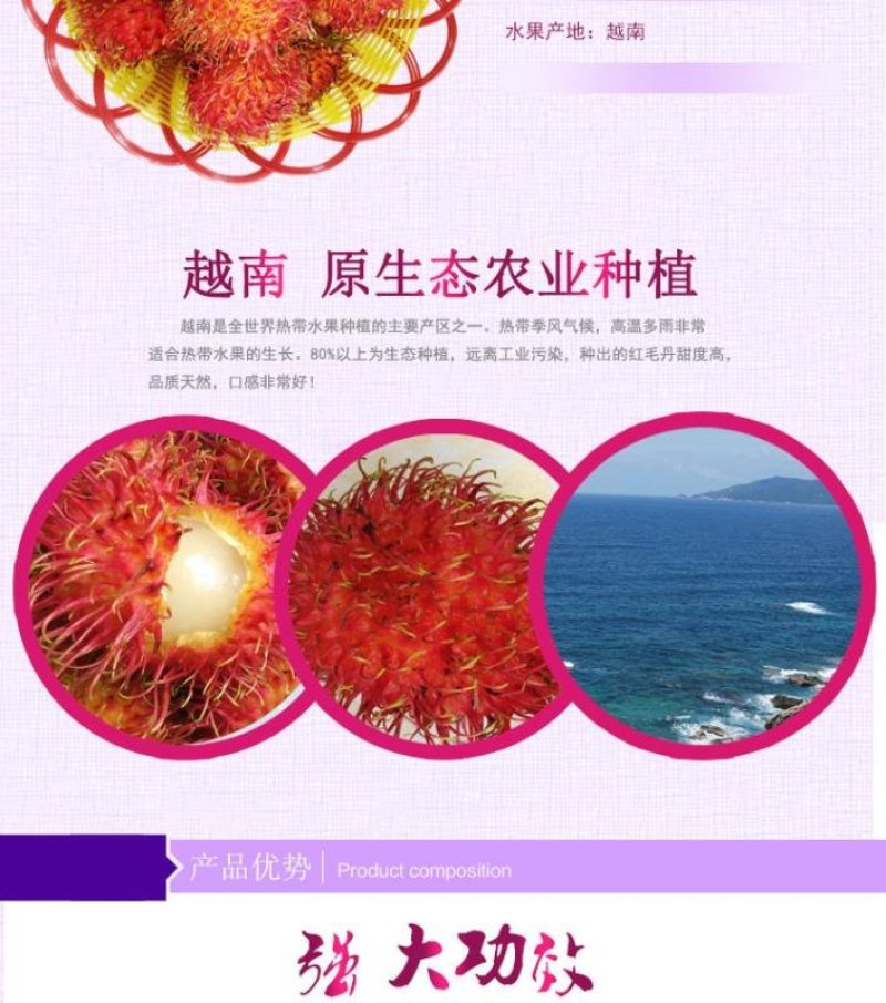 越南红毛丹毛荔枝5斤装泡沫箱一件代发