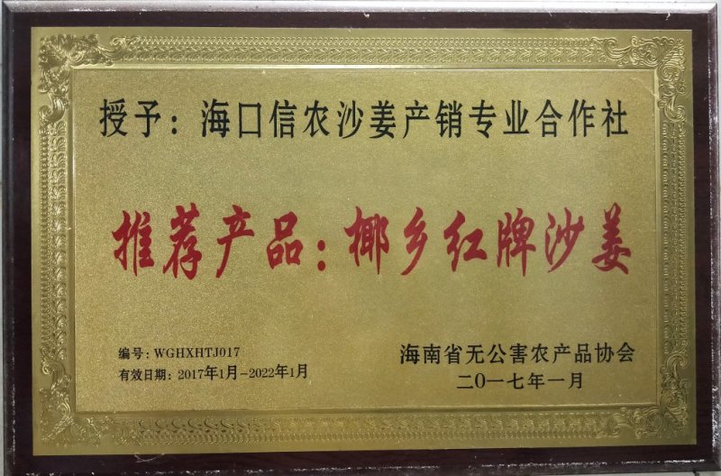 海口信农沙姜产销专业合作社产品