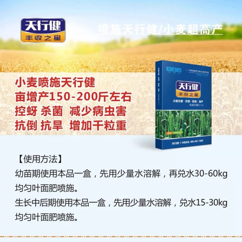 天行健丰收之星小麦叶面肥调节剂抗倒杀菌剂增产专用套餐