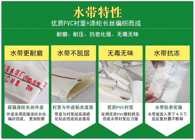水带1寸一8寸厂家直销高压水带〈1件20米〉，口径1寸半