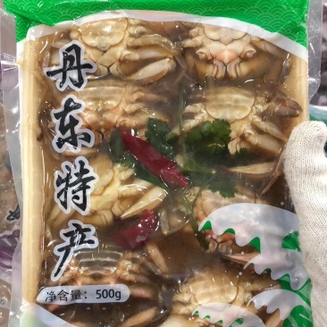 丹东海鲜真空即食腌制花盖蟹梭子蟹母蟹子咸螃蟹活蟹腌制