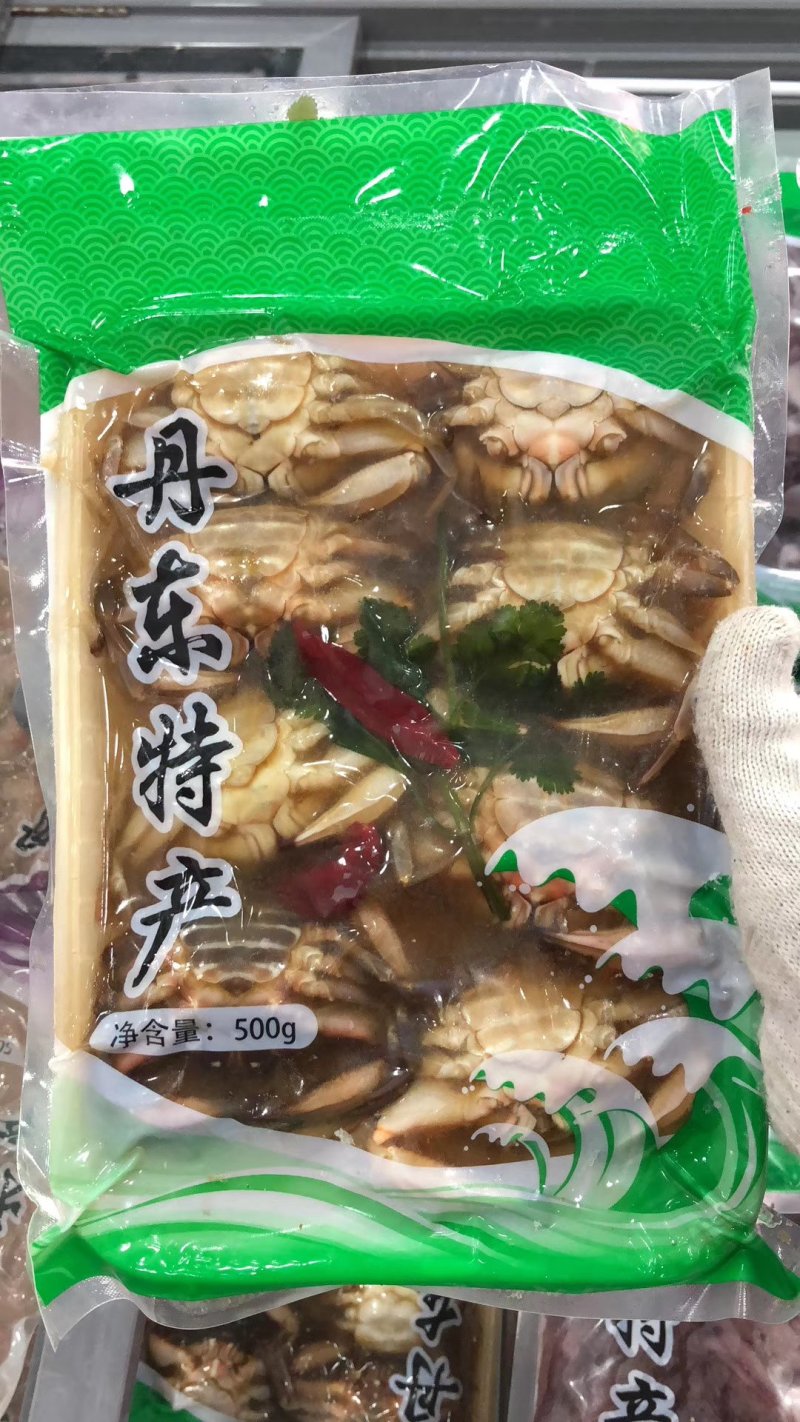 丹东海鲜真空即食腌制花盖蟹梭子蟹母蟹子咸螃蟹活蟹腌制