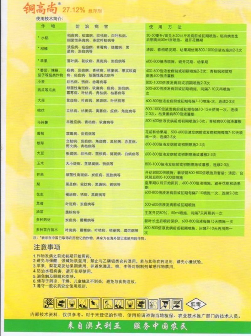 铜高尚碱式硫酸铜细菌性角斑病稻瘟病溃疡病青枯病杀菌剂