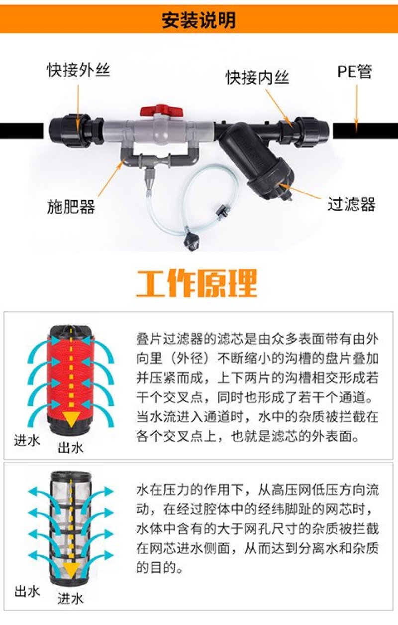 （厂家直供）蔬菜大棚灌溉网式32-90叠片过滤器，货源充足