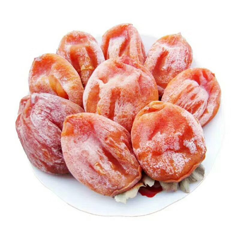 柿子饼，肉质软，柿霜厚，味极甜，口感好，纤维少，热量大，