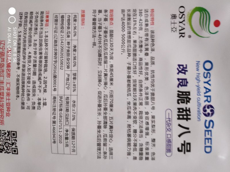 改良脆甜八号甜瓜种子