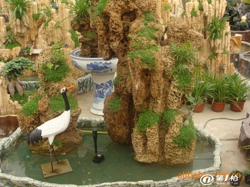 花卉盆景，兰花，假山吸水石