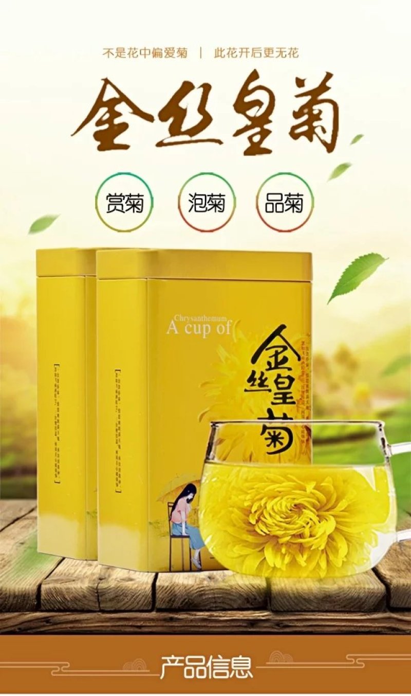 臻选高山菊花茶金丝皇菊大菊花茶30克一罐包邮
