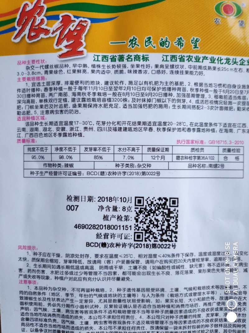辣椒种子南螺2号螺丝椒种子