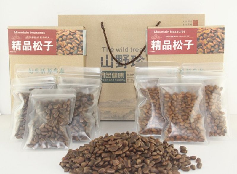 东北野生松子，笨炒开口，散装，礼盒装