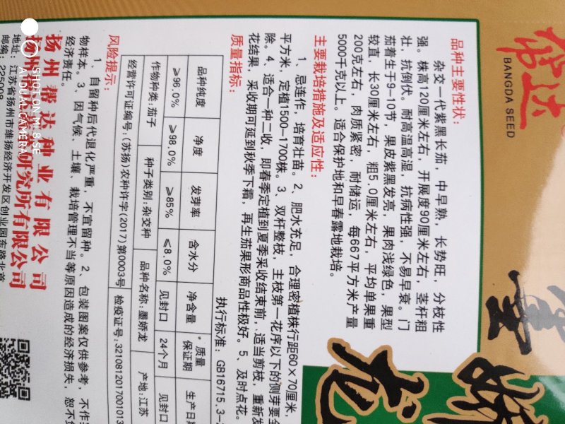 茄子种子(墨娇龙)果皮紫黑发亮