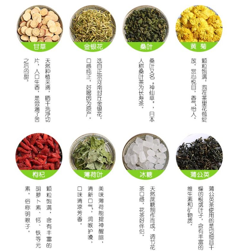 组合花茶清热去火降火清火菊花凉茶上火祛痘茶叶熬夜解毒养颜