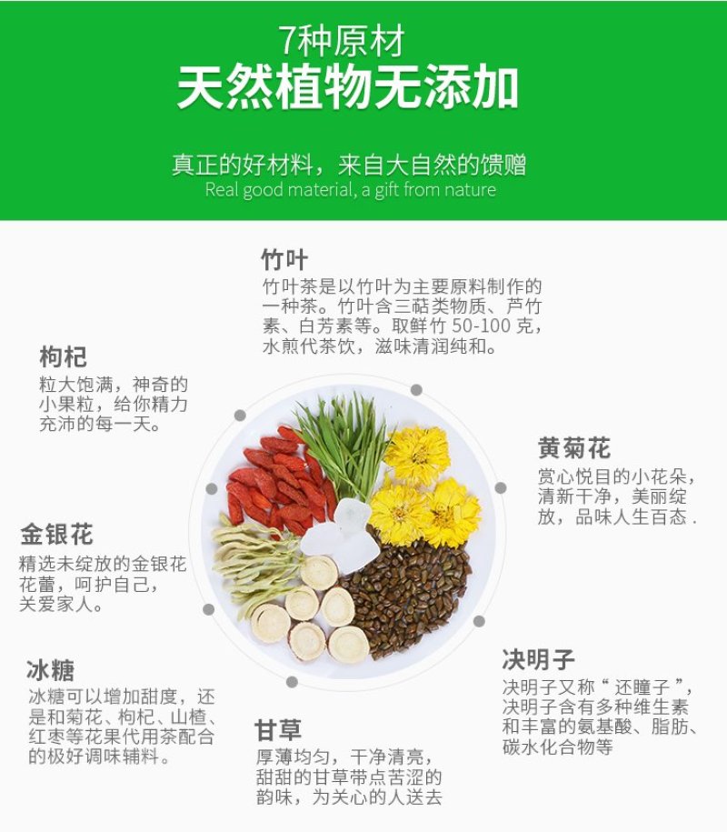 组合茶枸杞菊花凉茶降火茶下火清火肝火旺盛金银花薄荷