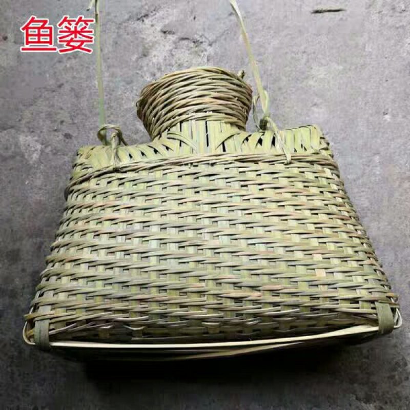 广东特色鱼篓传统手工竹编黄鳝青蛙螃蟹背篓舞台道具