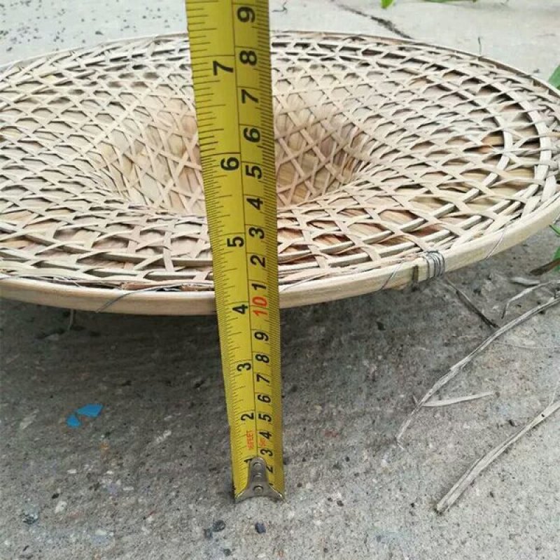 圆顶竹编帽竹叶竹帽遮阳帽菜馆灯罩舞台道具直径37，