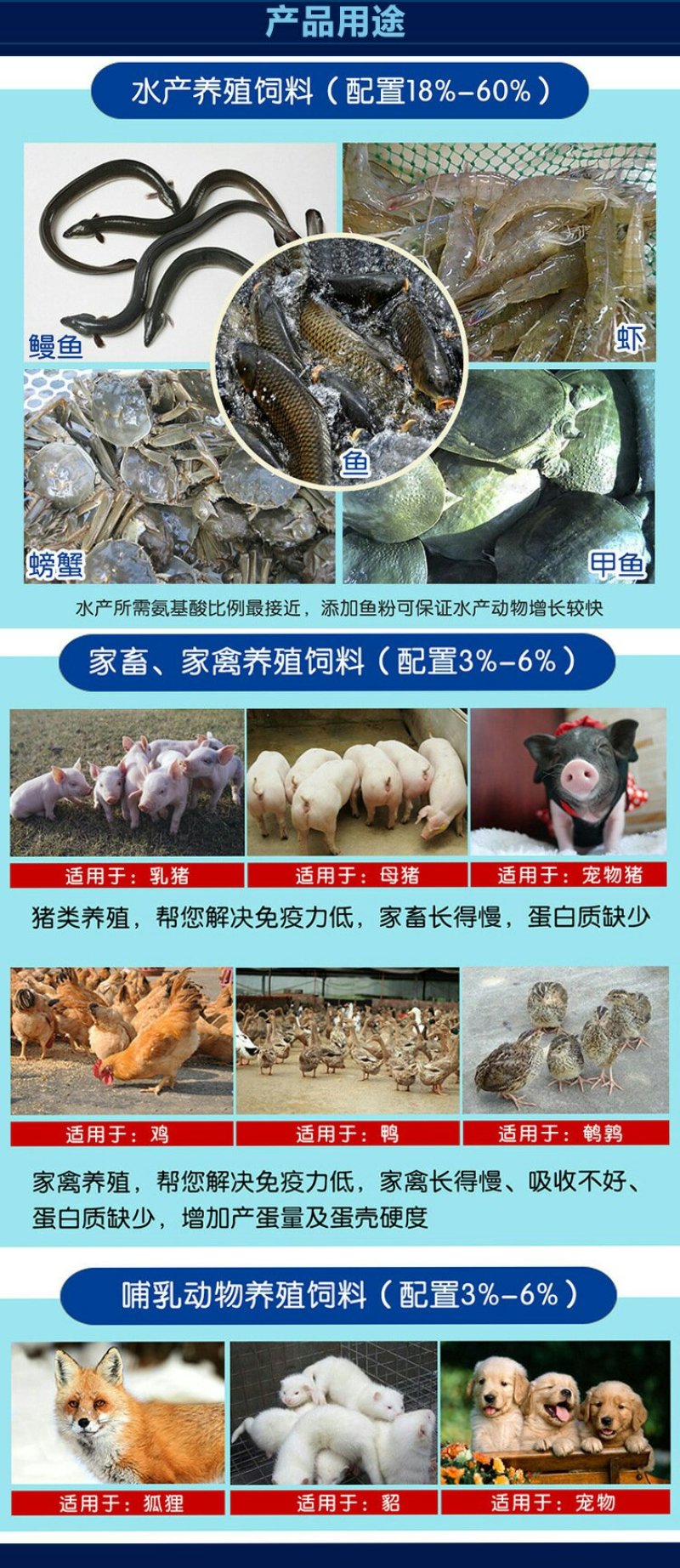 鱼粉进口秘鲁TASA(塔萨)蒸汽干燥鱼粉100斤/袋包邮