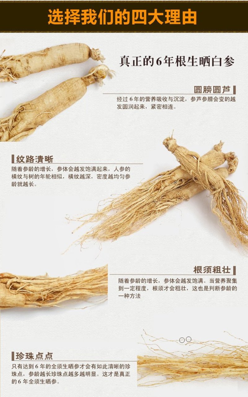 东北人参生晒白参吉林人参东北土特产产地直发
