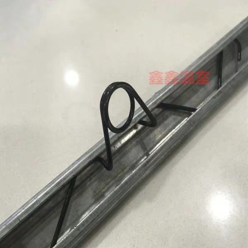 温室大棚配件卡槽压膜线挂钩中间带孔八字簧双钩黑色压膜槽引