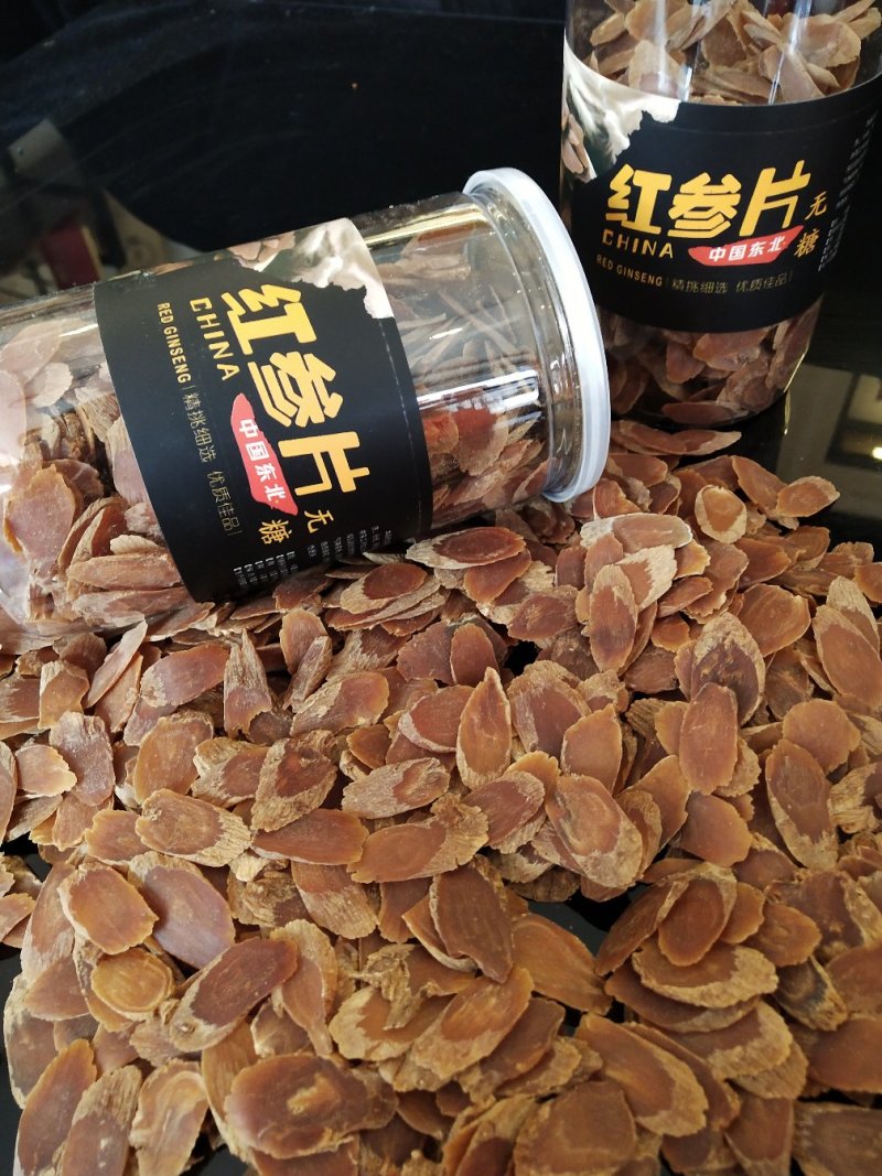 无糖红参片，五年花纹片