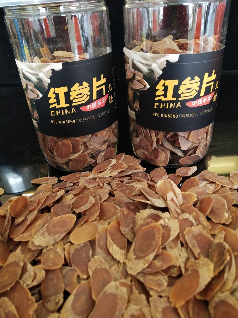 无糖红参片，五年花纹片