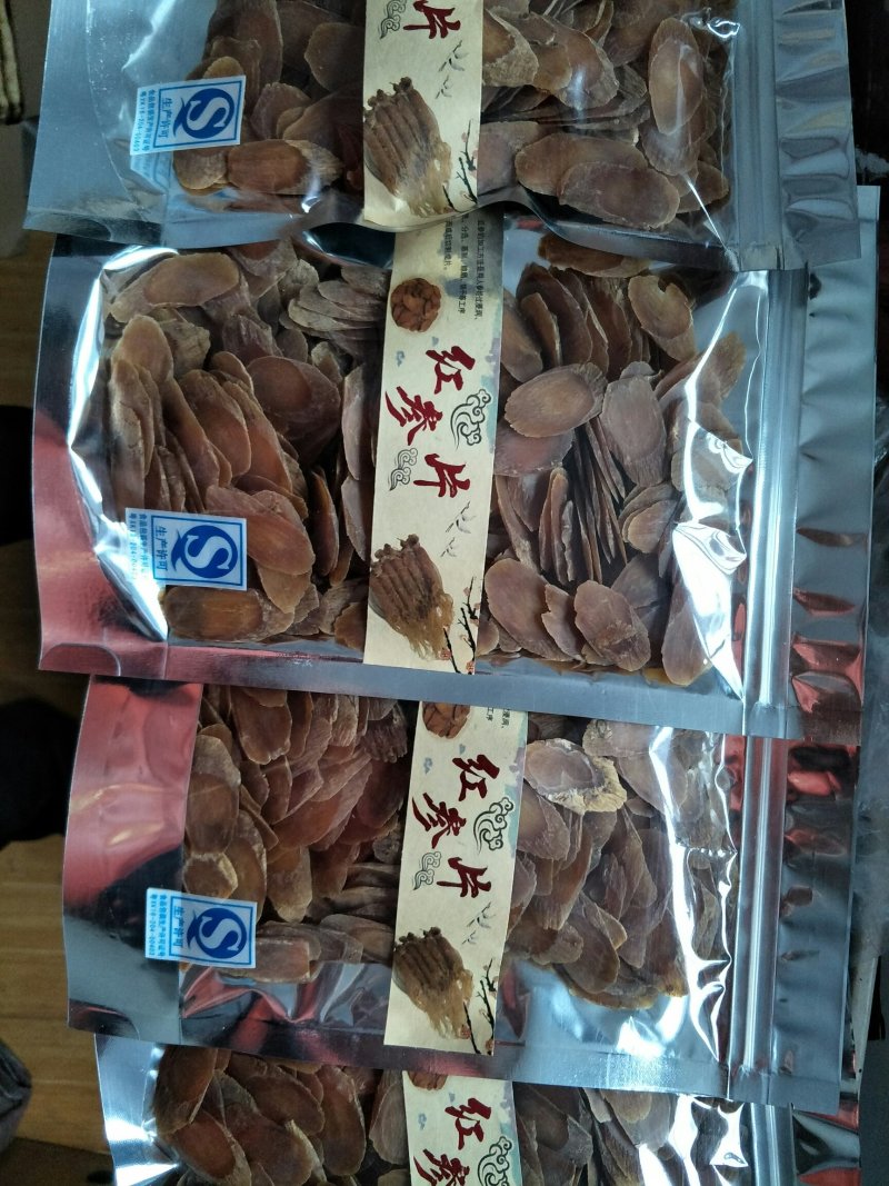 六年红参纯无糖无硫红参片高丽大片中片小片包邮产地直销