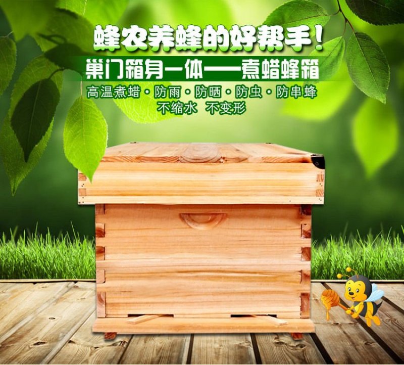 蜜蜂浸蜡标准十框杉木中蜂蜂箱子全套煮蜡蜂箱平箱养蜂工具包