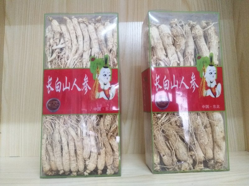 长白山无硫人参盒装500g原皮全须白